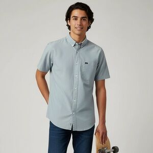 RVCA Men's Casual Button Down in Light Blue